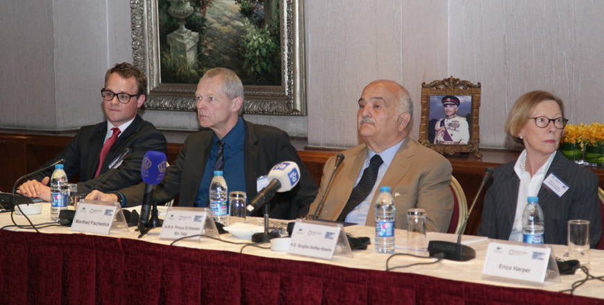 HRH Prince Hassan attends the Water-Energy-Nexus: Integrated Energy and Water Planning in the WANA Region Conference in Amman on Wednesday (Petra photo)